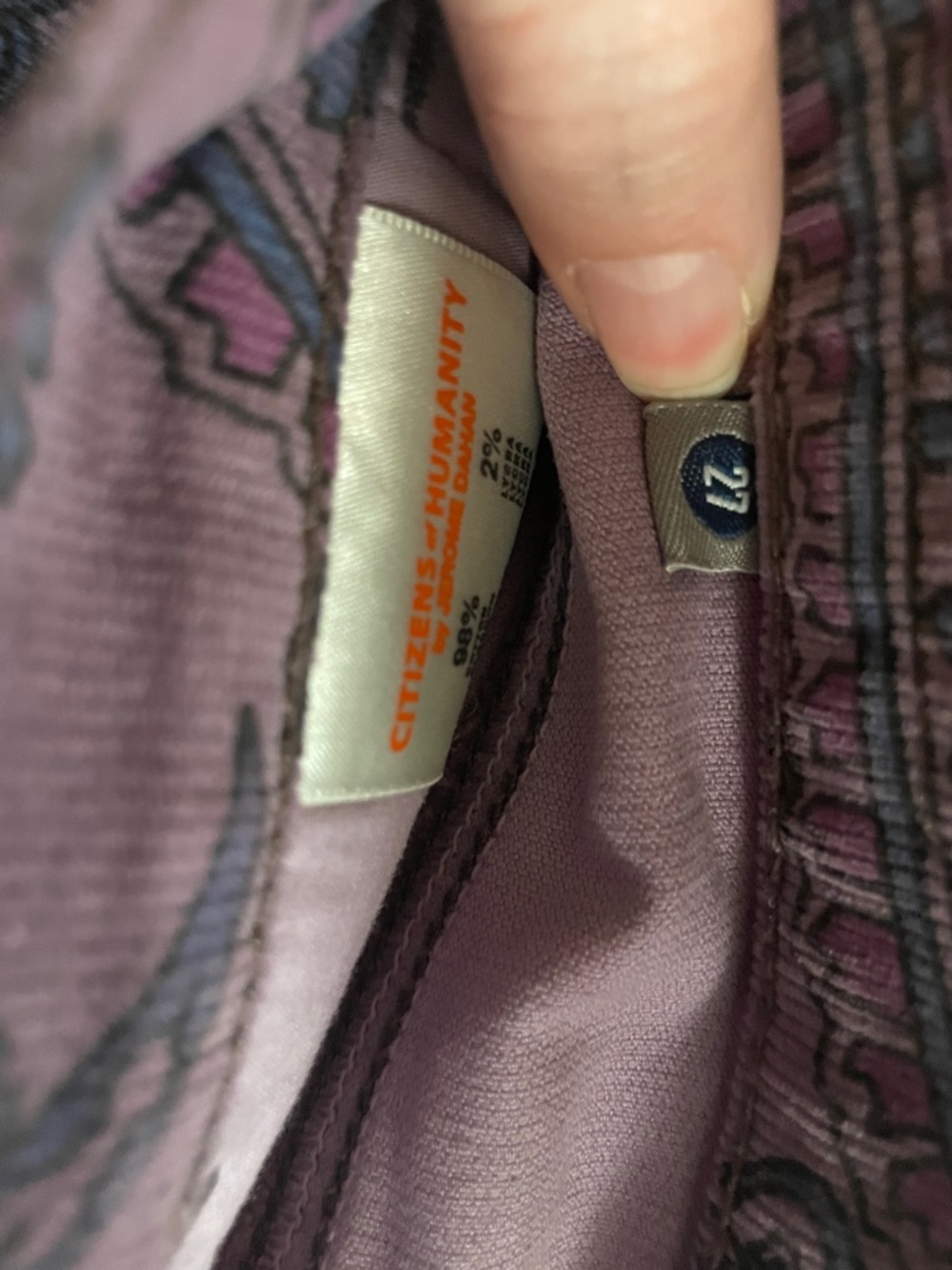 Citizens Of Humanity Purple Paisley Denim Cutoff Shorts - Picture 3 of 5